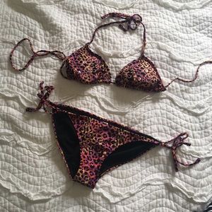 Rainbow leopard print bikini